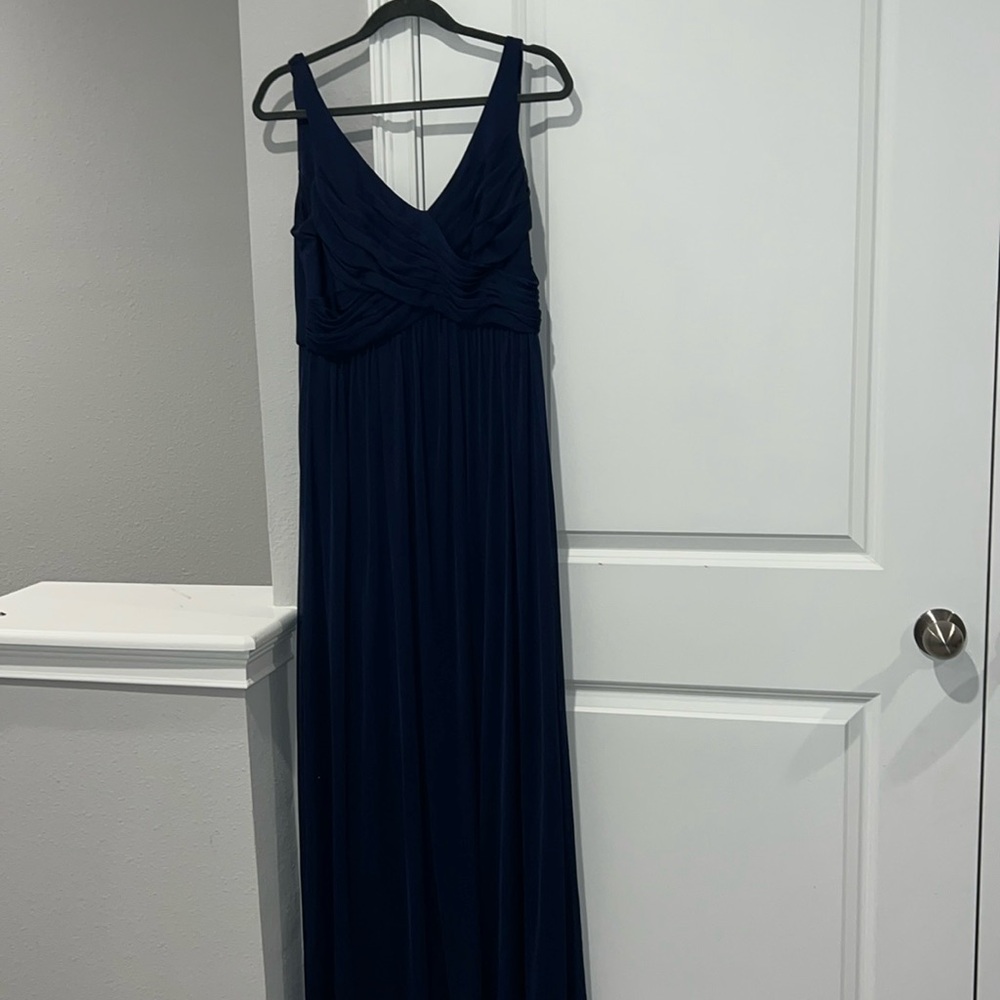David’s Bridal navy blue dress polyester